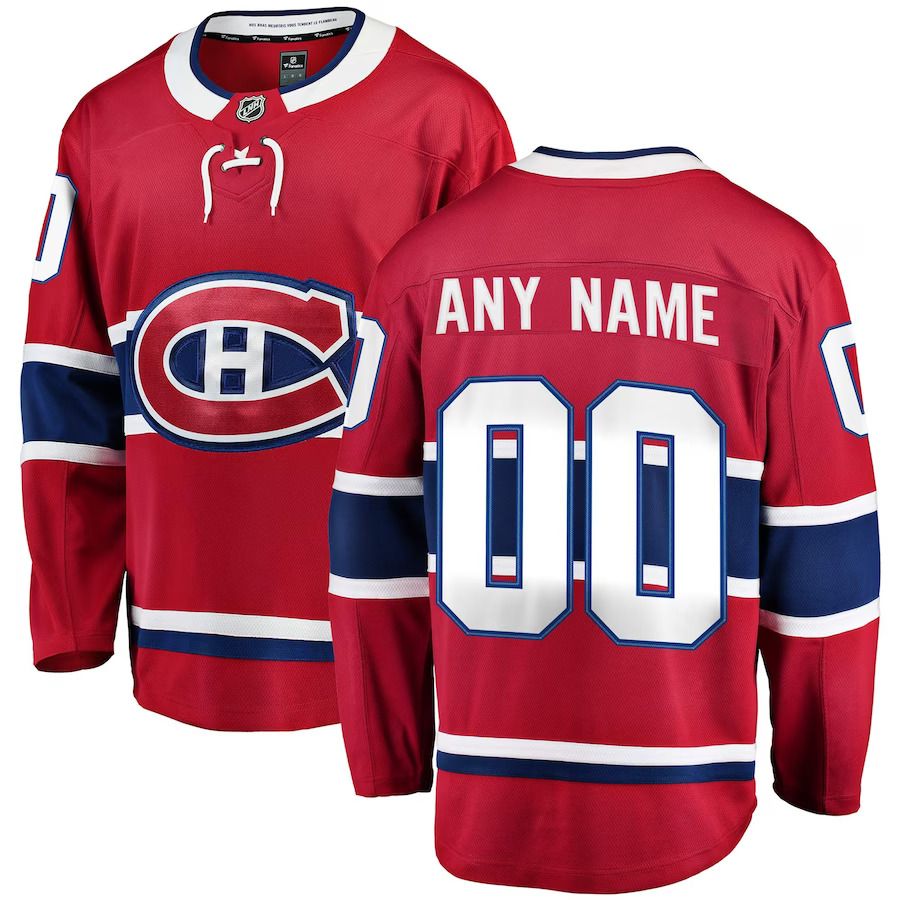 Men Montreal Canadiens Fanatics Branded Red Home Breakaway Custom NHL Jersey->montreal canadiens->NHL Jersey
